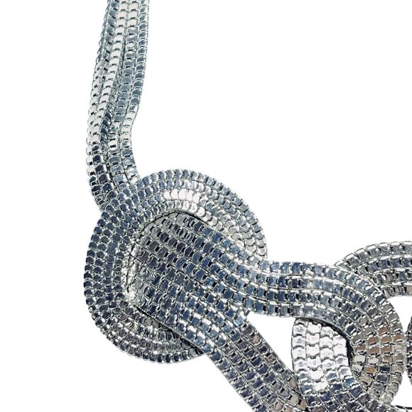 Express Chunky 4 Strand Square Link Silver Tone Necklace (5545) - Picture 2 of 6